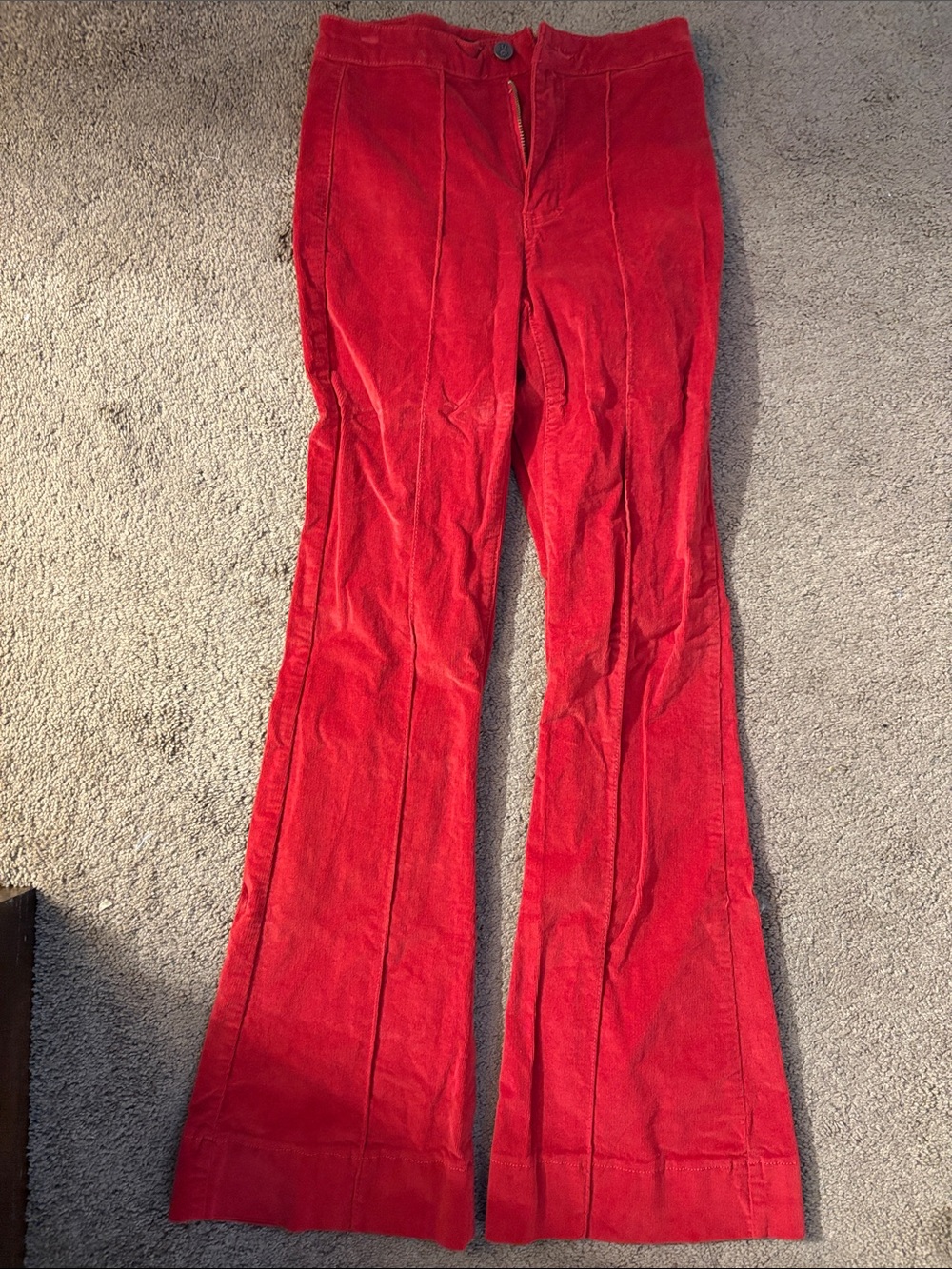 Red Corduroy Flared Pants
